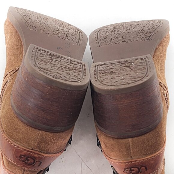 UGG Volta Suede Ankle Booties With Buckles Zip Tan Brown - Picture 9 of 12